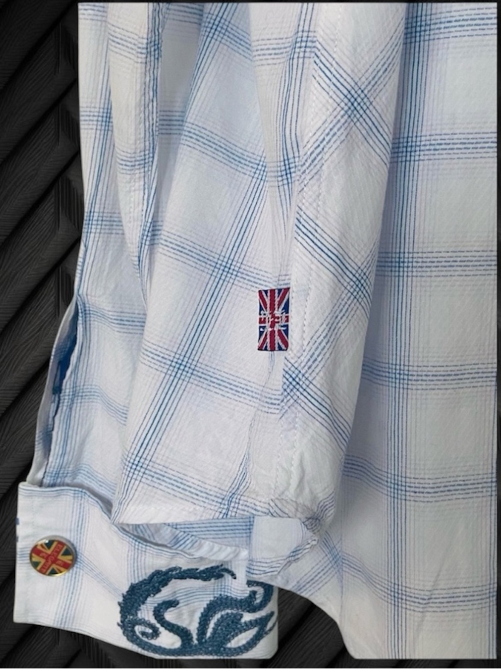 English Laundry Men’s XL Embroidered Button Down Shirt Plaid Designer Casual - Picture 10 of 15